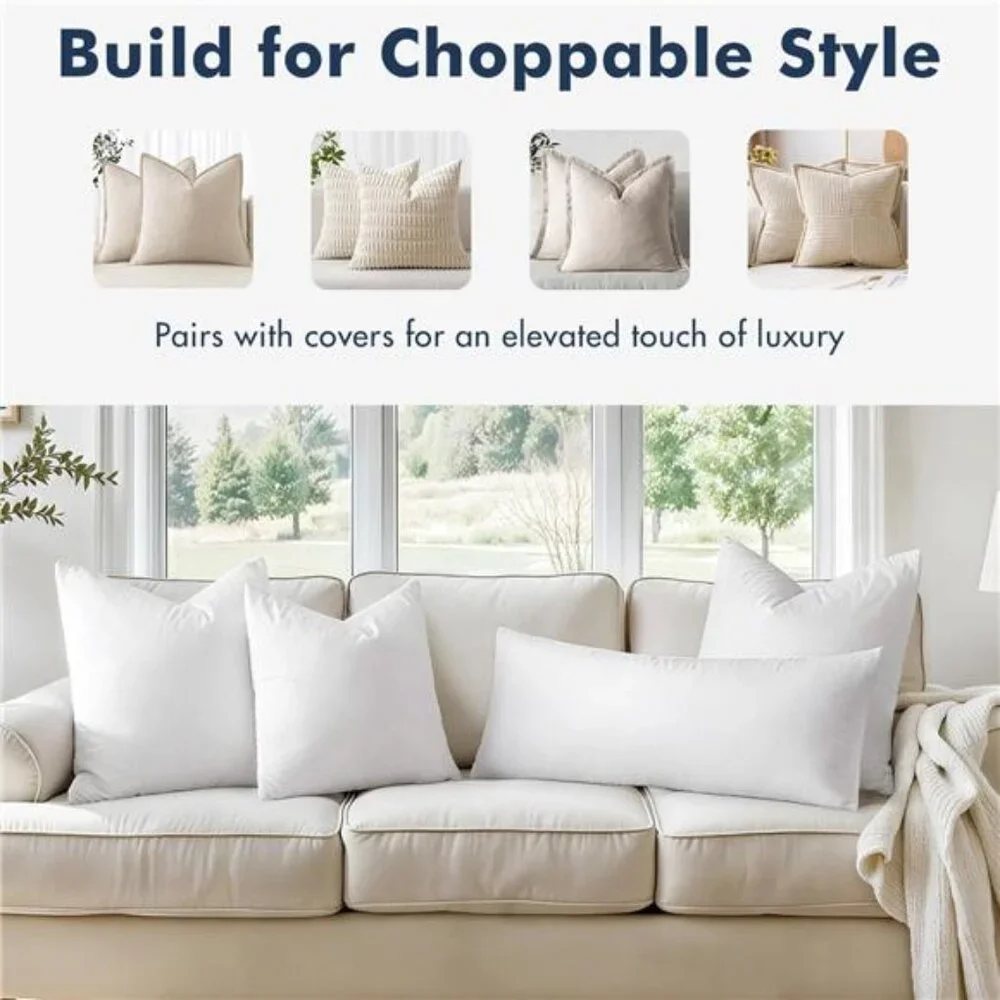 22x22 Pillow Inserts,Set of 2 Down Feather Throw Pillows for Couch Sofa